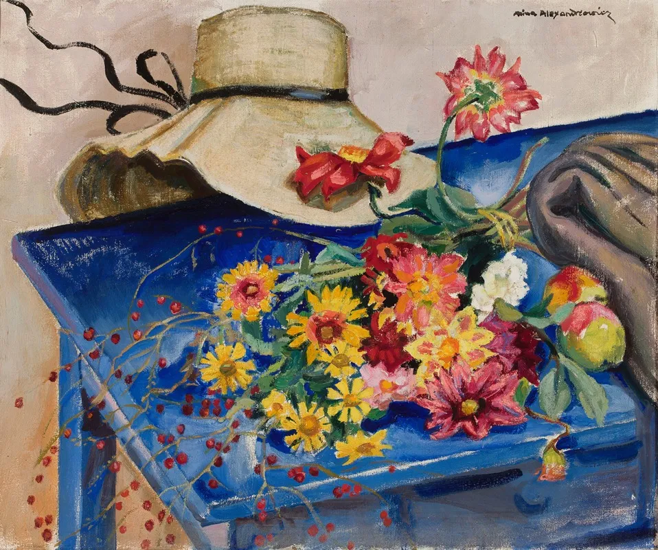 Hat With Flowers Wall Art by Nina Aleksandrowicz - High-Resolution Digital Print