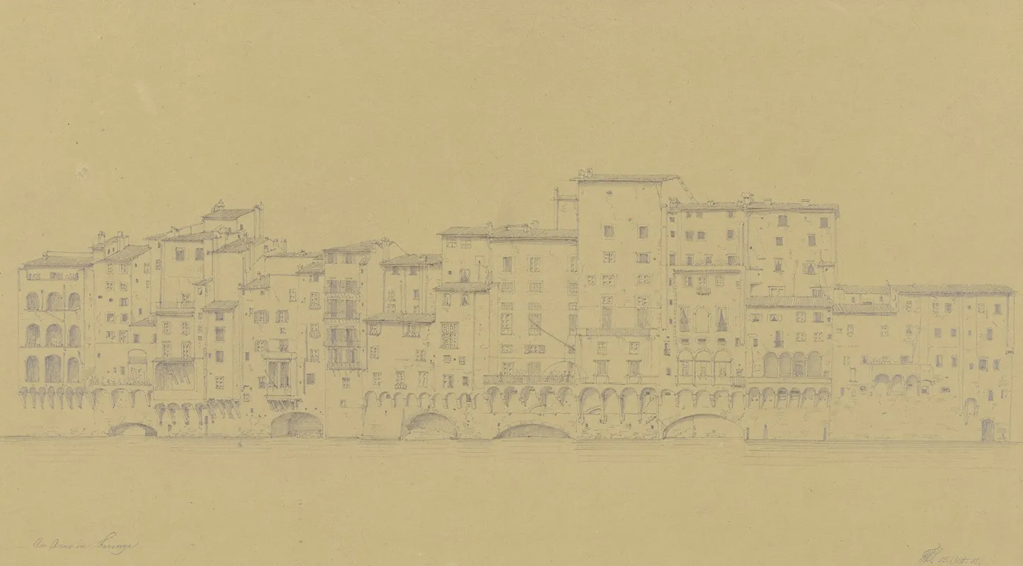 Hauserzeile Am Ufer Des Arno In Florenz