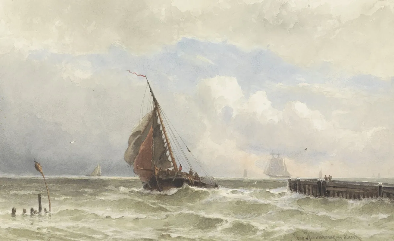 Haven Van Vlissingen Met Inkomende Zeilschip Wall Art by Jacob Eduard van Heemskerck van Beest - High-Resolution Digital Print