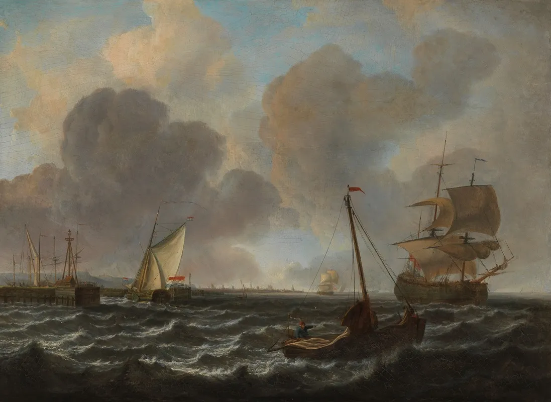 Havenhoofd Met Binnenvarend Statenjacht Wall Art by Frans Balthazar Solvijns - High-Resolution Digital Print