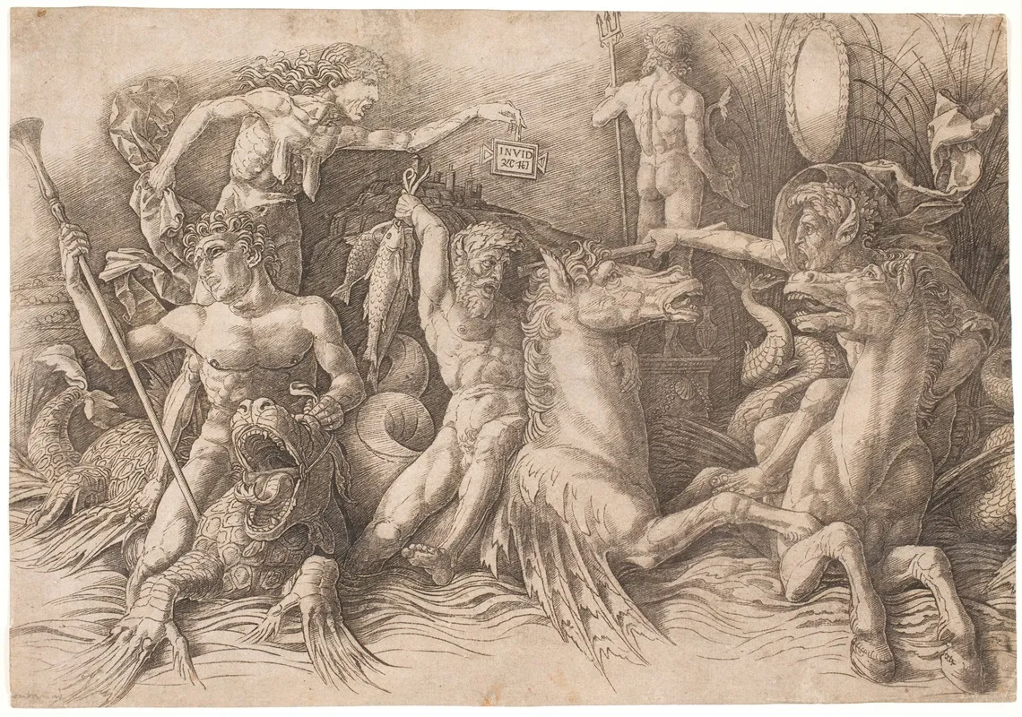 Havgudernes Kamp Venstre Halvdel Wall Art by Andrea Mantegna - High-Resolution Digital Print