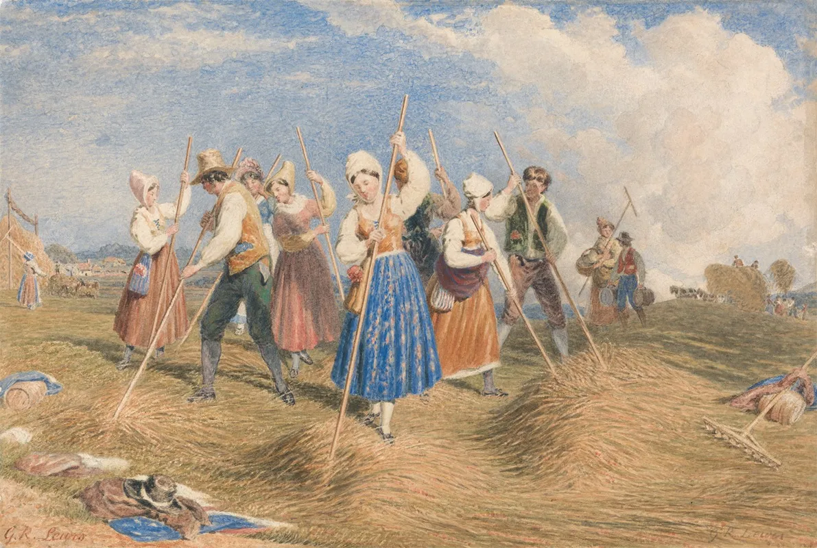 Haymakers In A Field Wall Art by George Robert Lewis - High-Resolution Digital Print