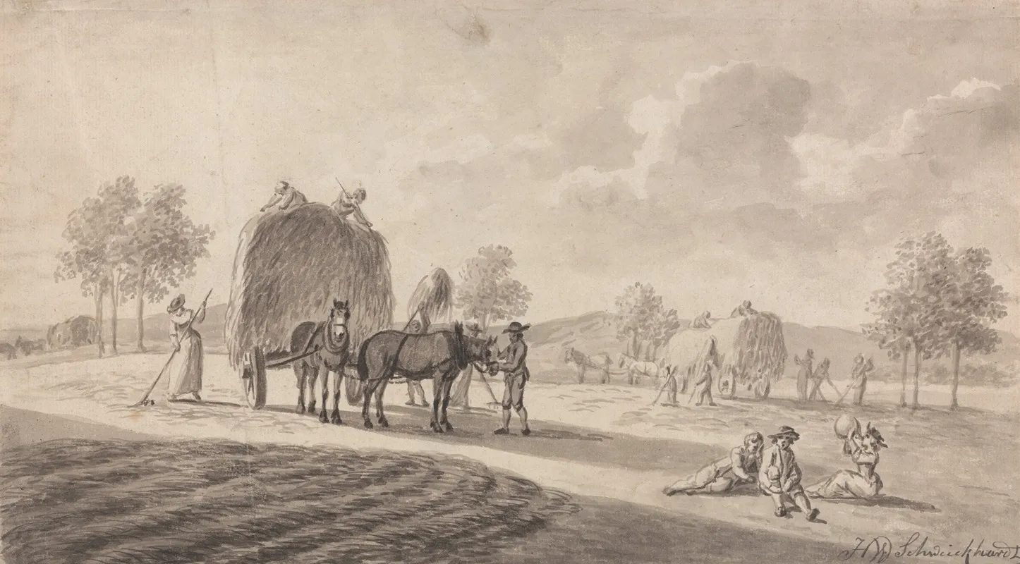Haymaking 13 Wall Art by Hendrik Willem Schweickhardt - High-Resolution Digital Print