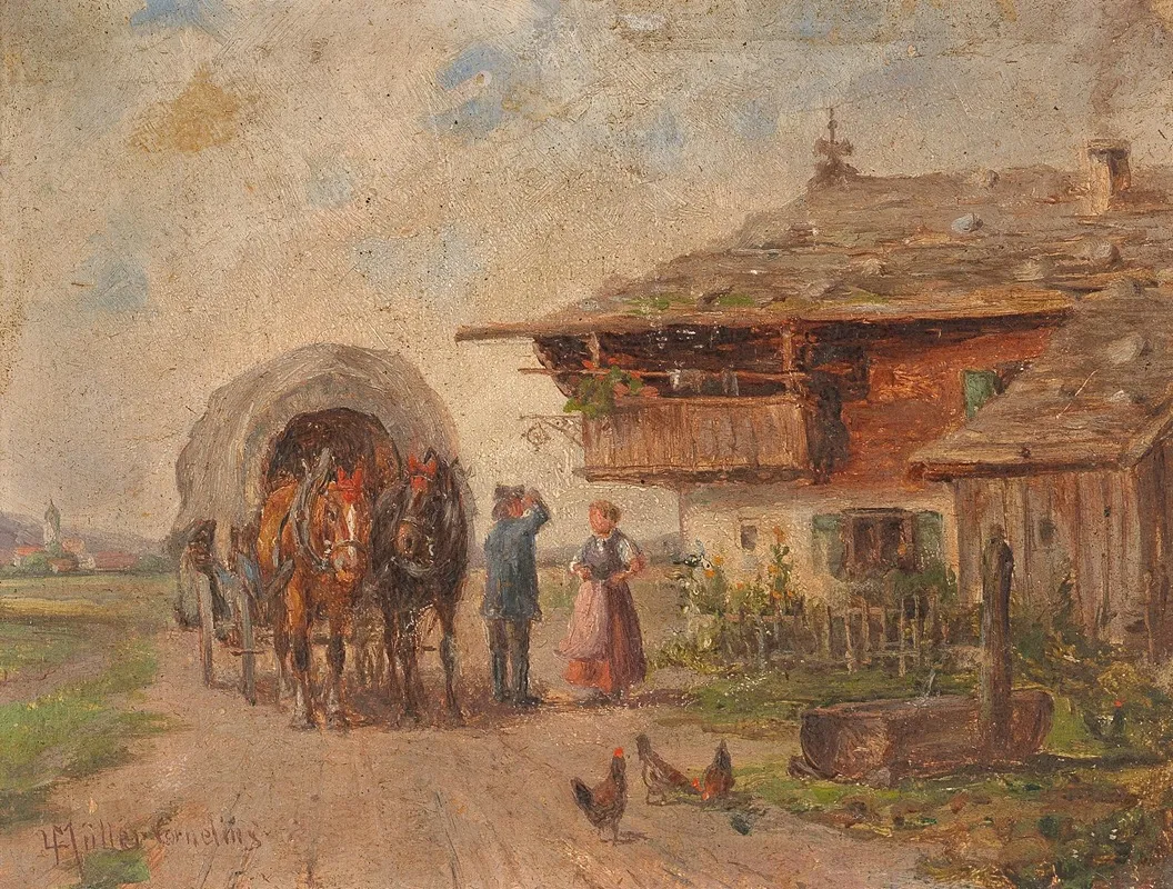 Haymaking A Horsecart Wall Art by Ludwig Müller-Cornelius - High-Resolution Digital Print