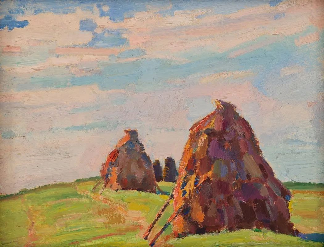 Haystacks Limanowa Wall Art by Kazimierz Strzemiński - High-Resolution Digital Print