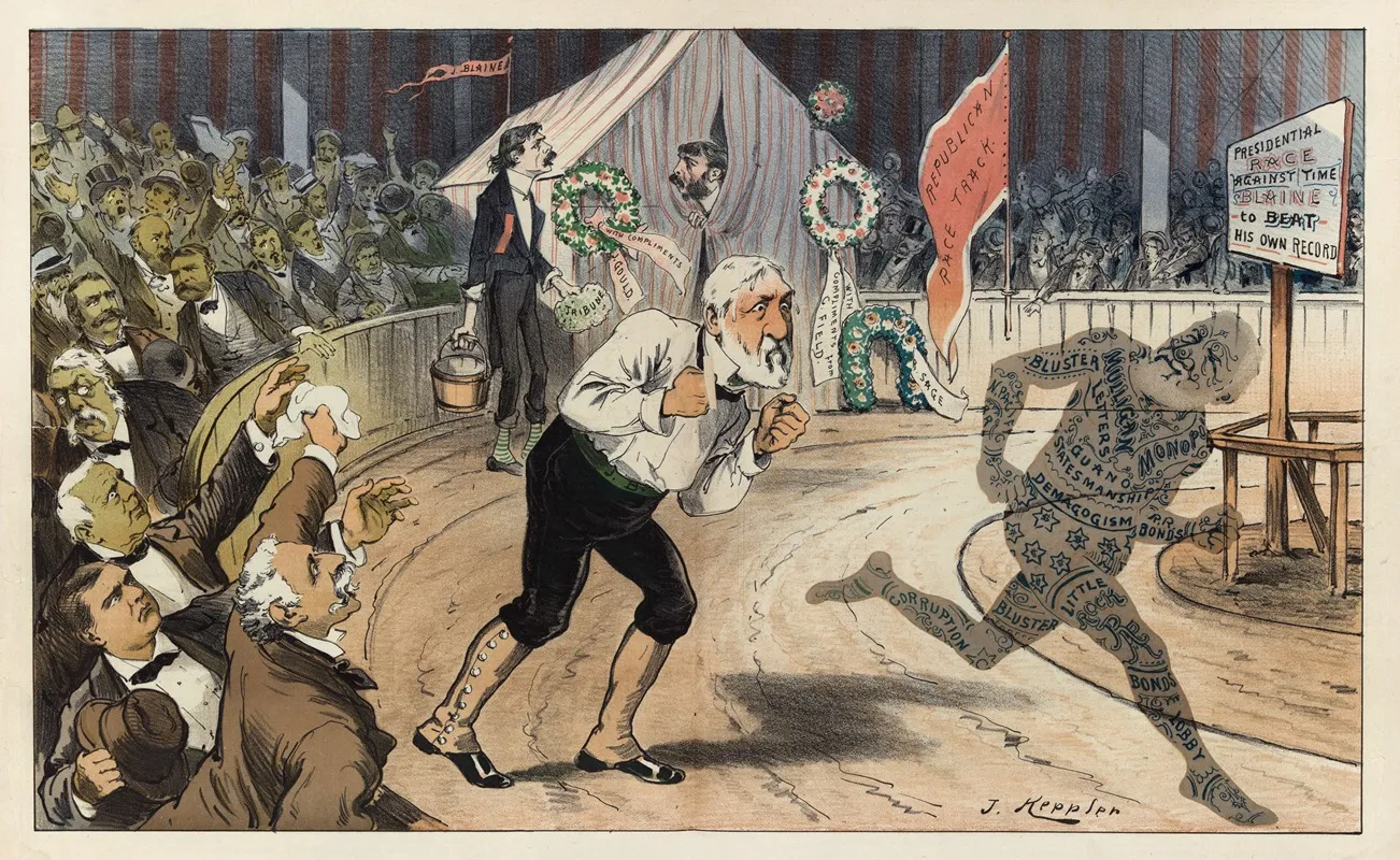 He Cant Beat His Own Record Wall Art by Joseph Ferdinand Keppler - High-Resolution Digital Print