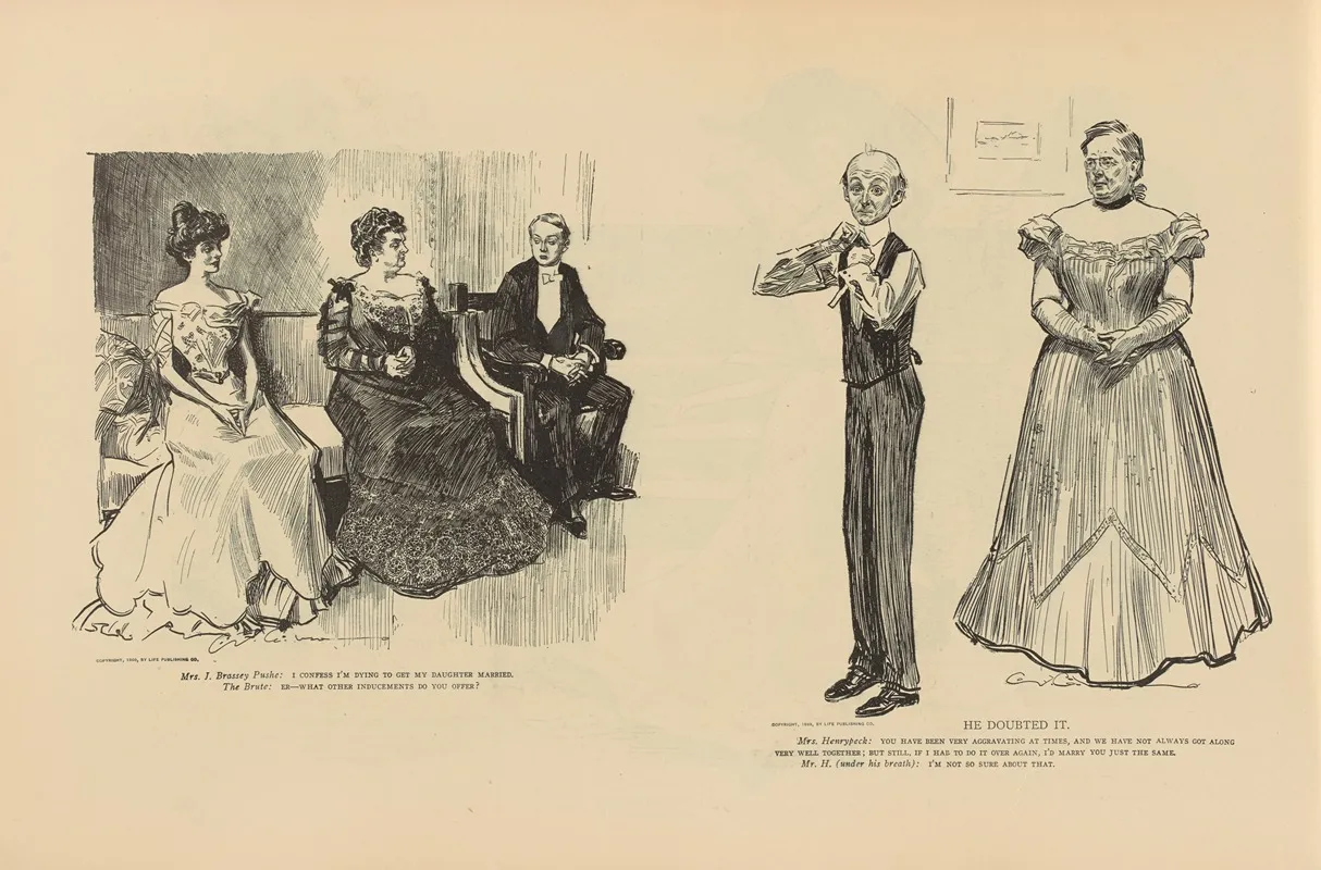 He Doubted It 2 Wall Art by Charles Dana Gibson - High-Resolution Digital Print