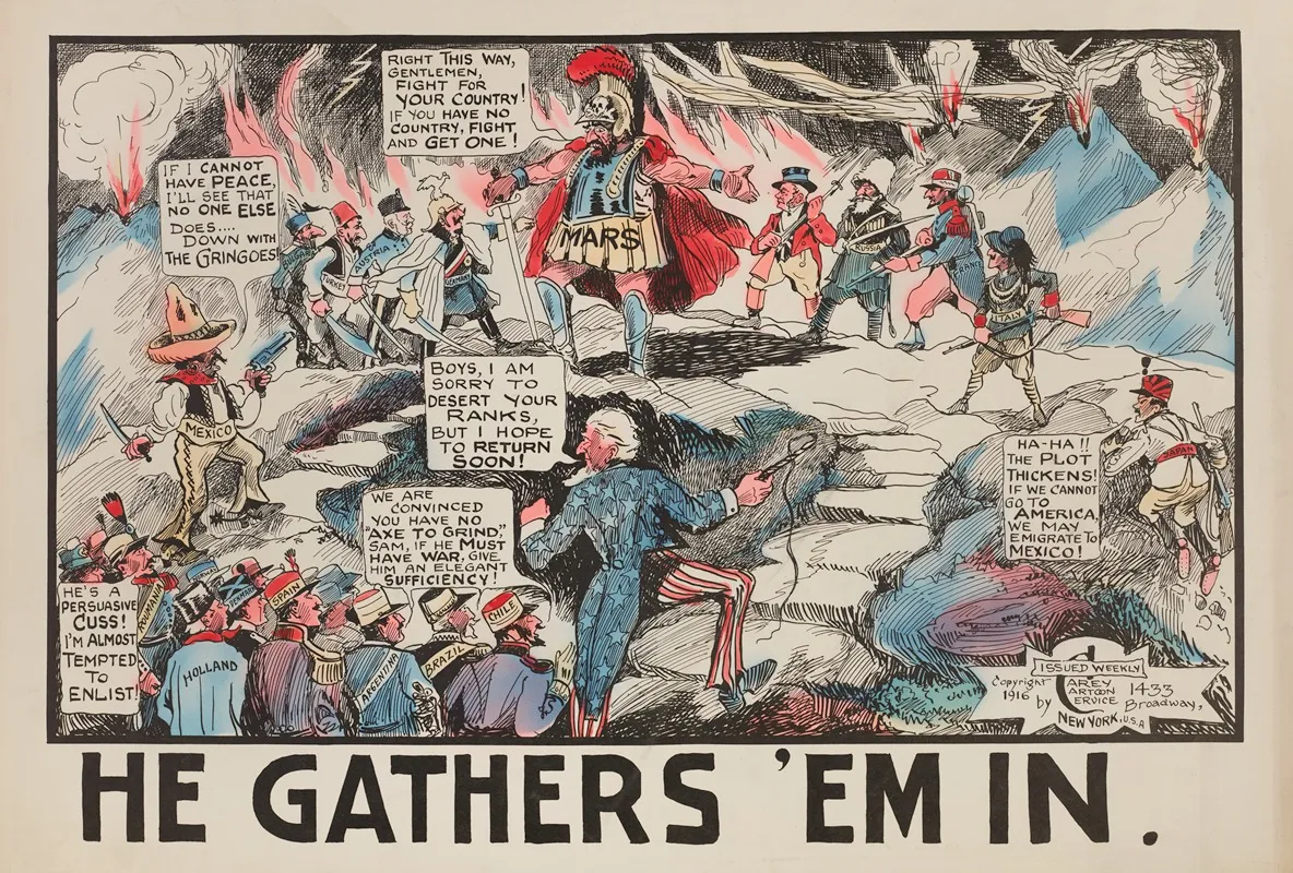 He Gathers Em In Wall Art by Carey Cartoon Service - High-Resolution Digital Print