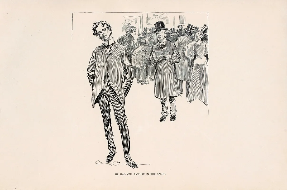 He Had One Picture In The Salon Wall Art by Charles Dana Gibson - High-Resolution Digital Print