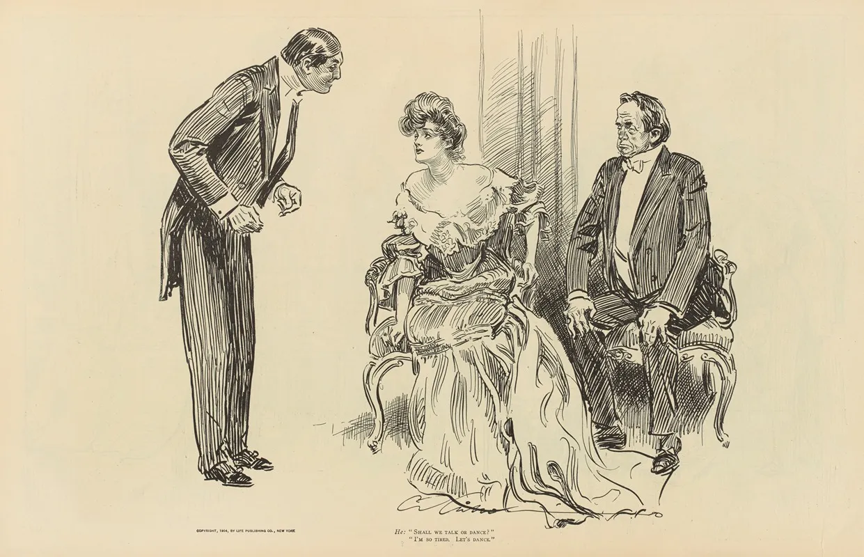 He Shall We Talk Or Dance Wall Art by Charles Dana Gibson - High-Resolution Digital Print