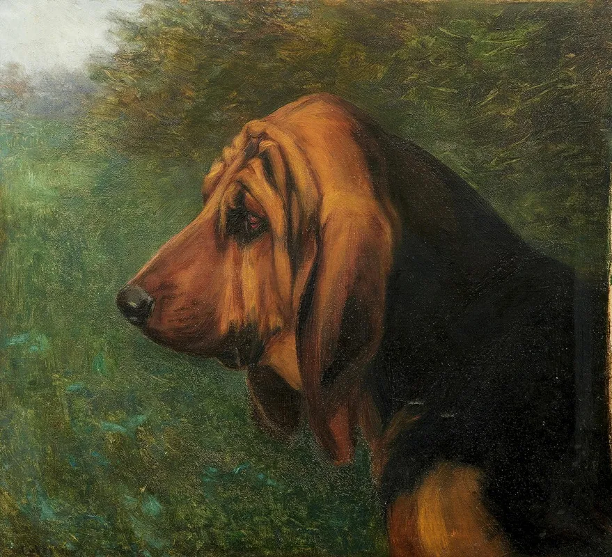 Head And Shoulder Profile Of A Bloodhound Wall Art by William Luker Jnr. - High-Resolution Digital Print