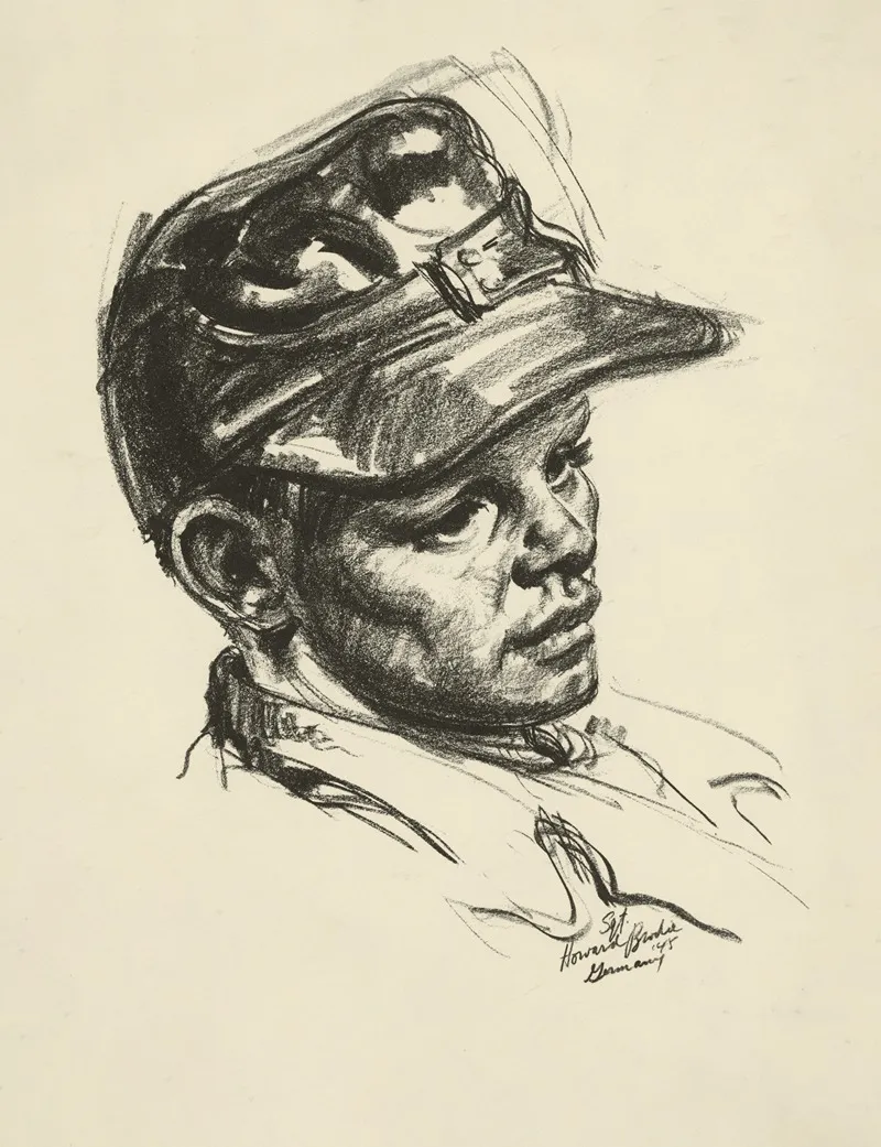 Head And Shoulders Portrait Of Unidentified Soldier Wall Art by Howard Brodie - High-Resolution Digital Print