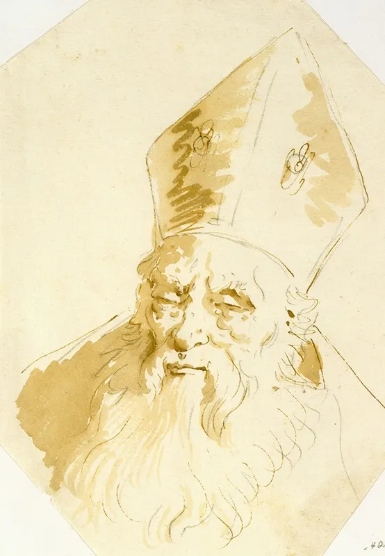 Head Of A Bishop 3 Wall Art by Giovanni Battista Tiepolo - High-Resolution Digital Print