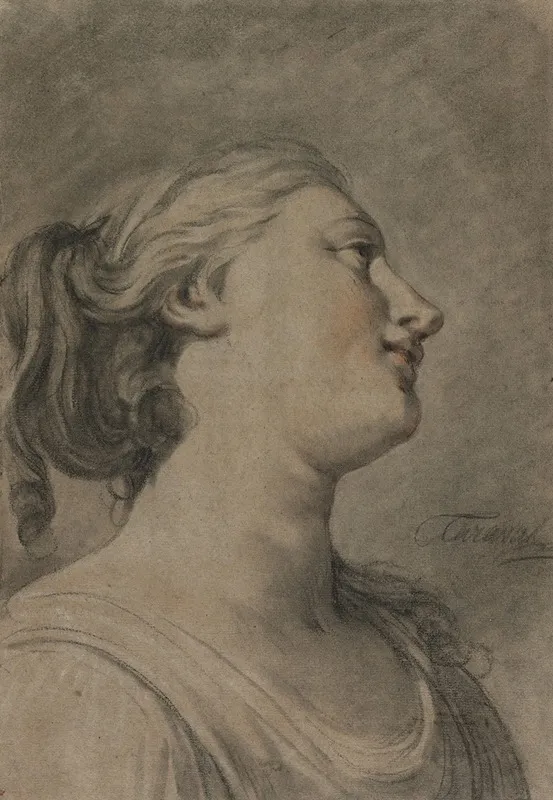 Head Of A Female Figure In Profile Turned To The Right Wall Art by Hugues Taraval - High-Resolution Digital Print