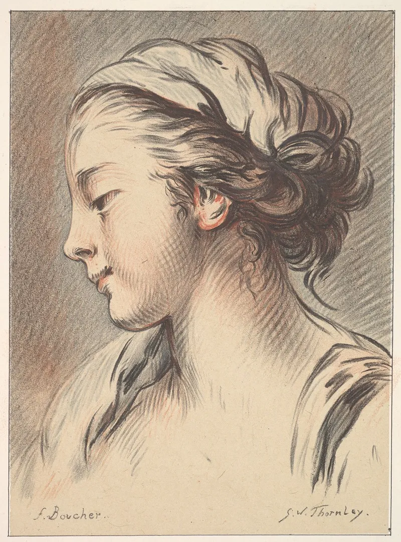 Head Of A Girl Facing Towards The Left Wall Art by Georges William Thornley - High-Resolution Digital Print