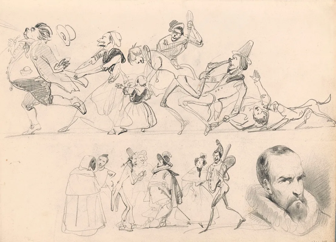 Head Of A Man And Caricatures