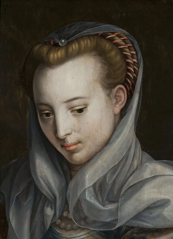 Head Of A Woman Looking Down To The Right Wall Art by Bernaert de Rijckere - High-Resolution Digital Print