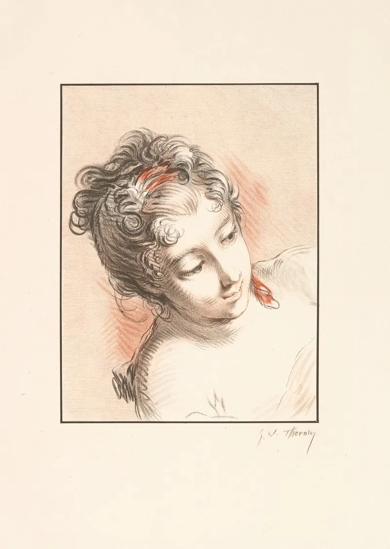 Head Of A Woman Looking Downward Wall Art by Georges William Thornley - High-Resolution Digital Print