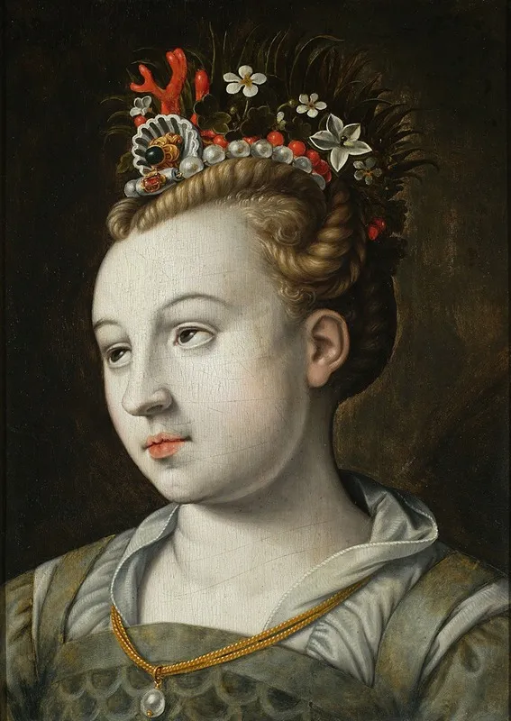 Head Of A Woman With Eyes Looking Up Wall Art by Bernaert de Rijckere - High-Resolution Digital Print