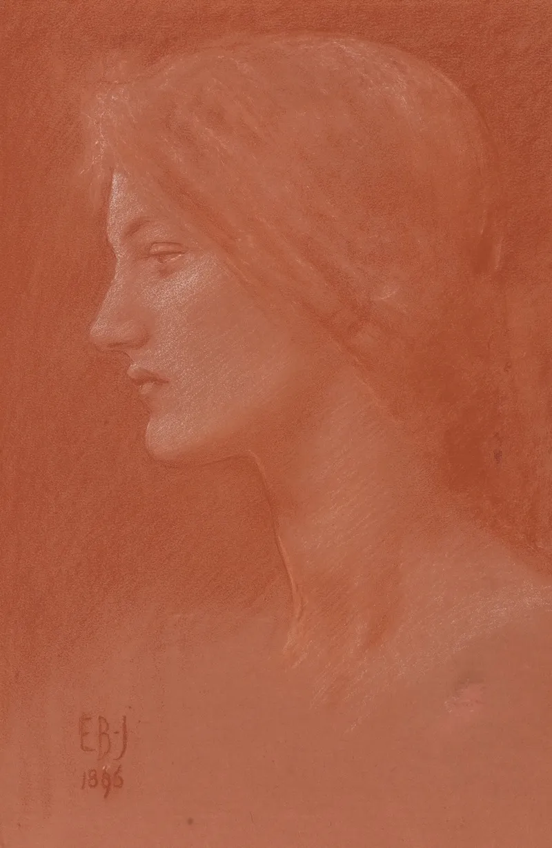 Head Of A Young Girl In Profile To The Left For A Sea Nymph In Perseus And The Sea Nymphs Wall Art by Sir Edward Coley Burne-Jones - High-Resolution Digital Print