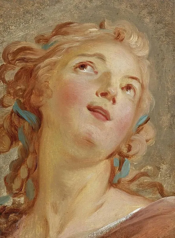 Head Of A Young Woman Looking Up Wall Art by Jean-Simon Berthélemy - High-Resolution Digital Print