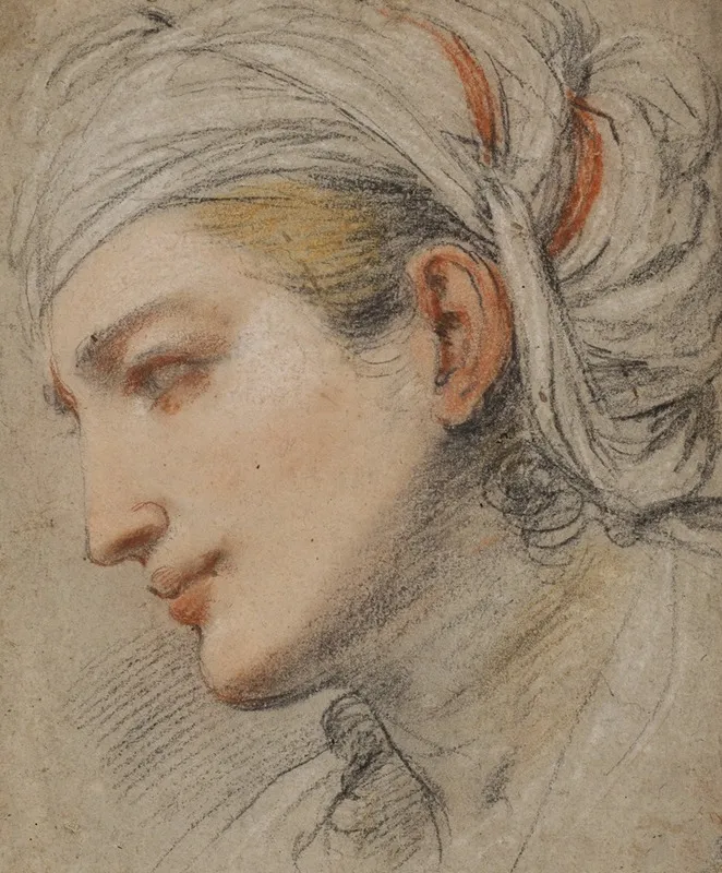 Head Of A Young Woman With A Headcloth In Profile To The Left