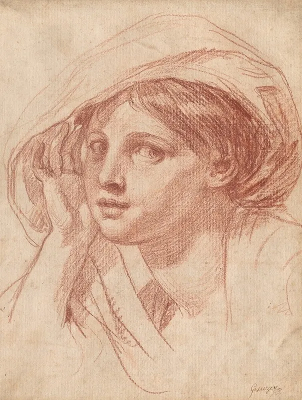 Head Of A Young Woman Wall Art by Jean-Baptiste Greuze - High-Resolution Digital Print