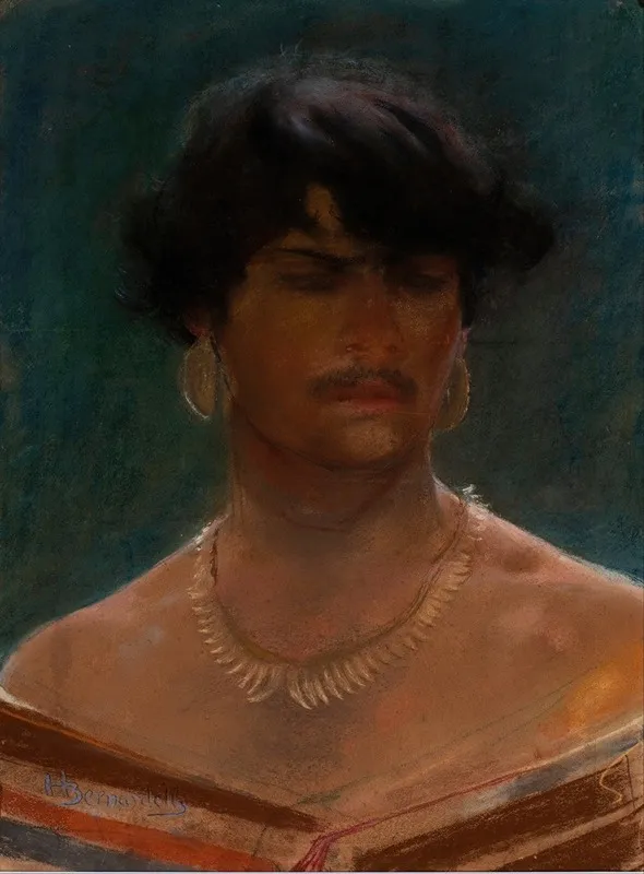 Head Of An Indian Wall Art by Henrique Bernardelli - High-Resolution Digital Print