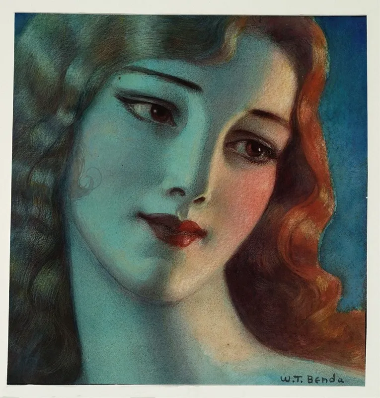 Head Of Girl With Long Blonde Hair Wall Art by Wladyslaw Theodore Benda - High-Resolution Digital Print
