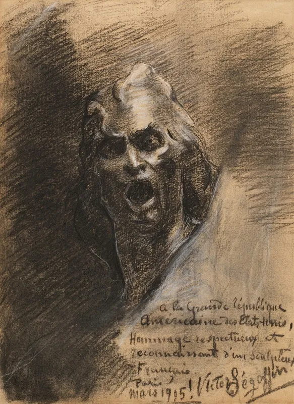 Head Of Man Expressive Of Horror Wall Art by Victor Joseph Ségoffin - High-Resolution Digital Print