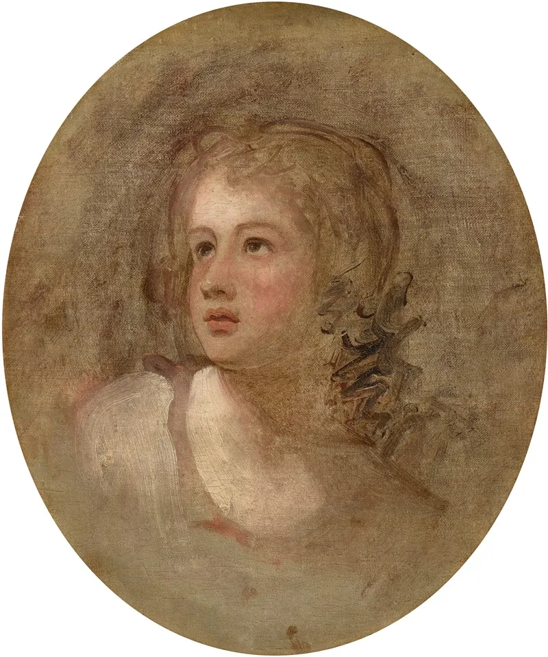 Head Study Of A Young Girl Wall Art by George Romney - High-Resolution Digital Print