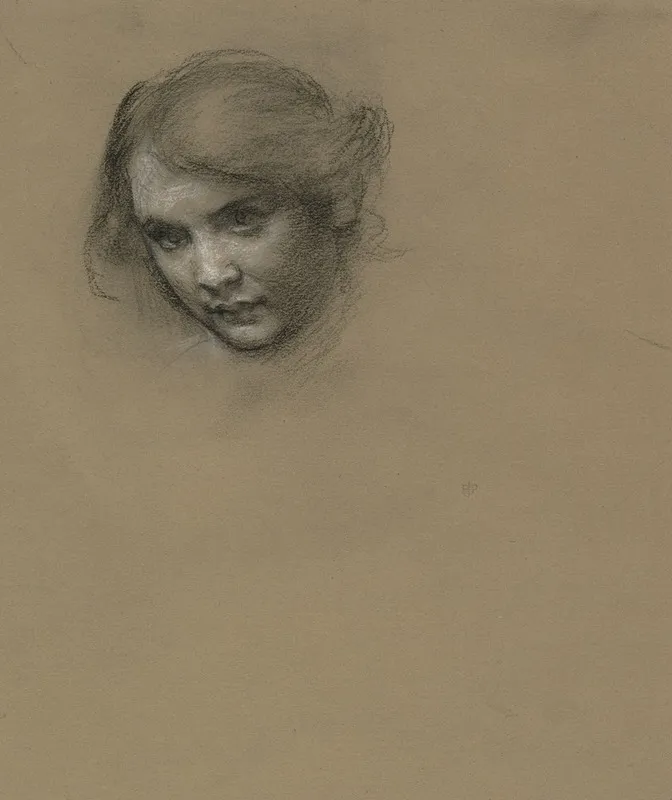 Head Study Of A Young Woman 2 Wall Art by Edward John Poynter - High-Resolution Digital Print