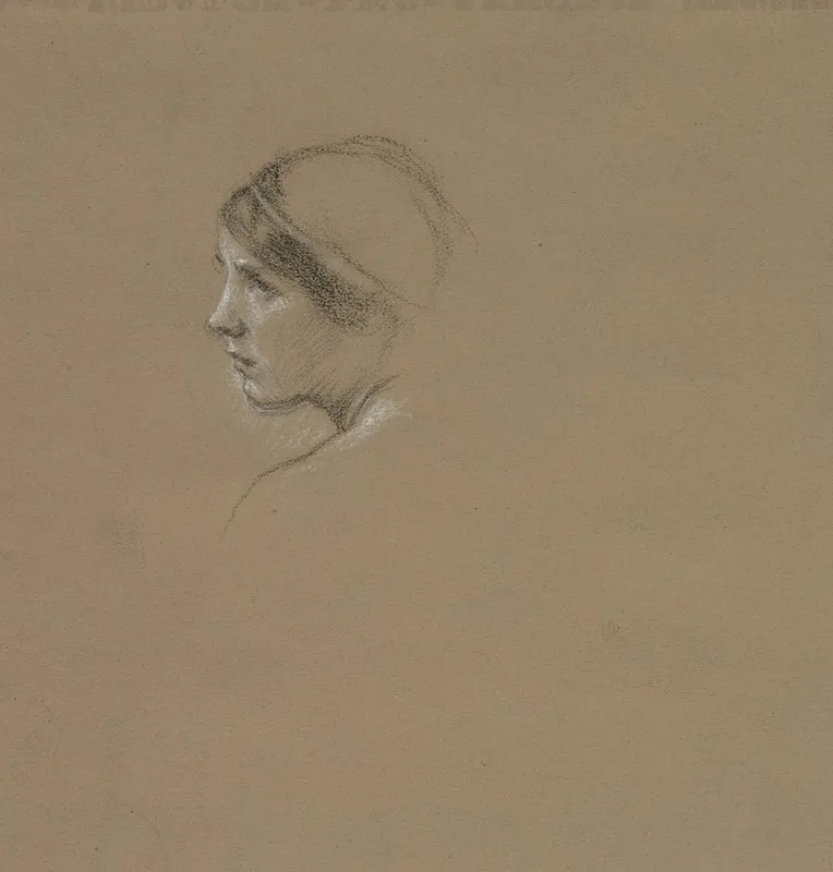 Head Study Of A Young Woman Wall Art by Edward John Poynter - High-Resolution Digital Print
