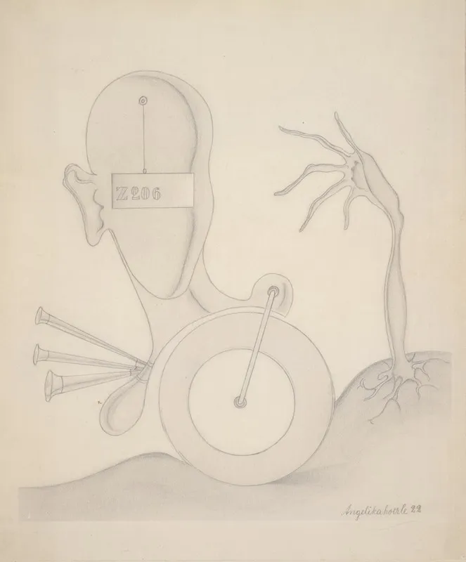 Head With Sign Hand Wheel And Auto Horn Wall Art by Angelika Hoerle - High-Resolution Digital Print