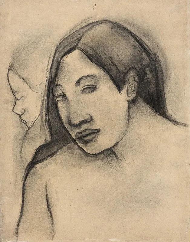 Heads Of Tahitian Women Frontal And Profile Views Wall Art by Paul Gauguin - High-Resolution Digital Print