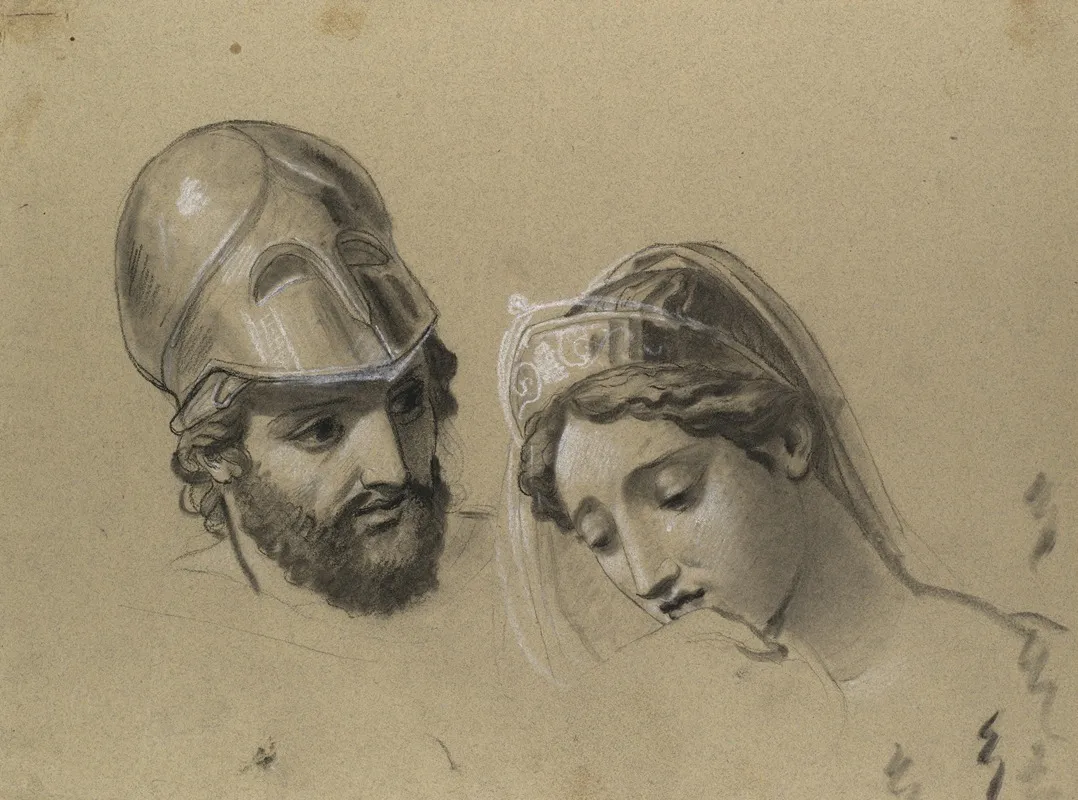 Heads Studies For Castor And Pollux Freeing Helen Wall Art by Joseph-Ferdinand Lancrenon - High-Resolution Digital Print