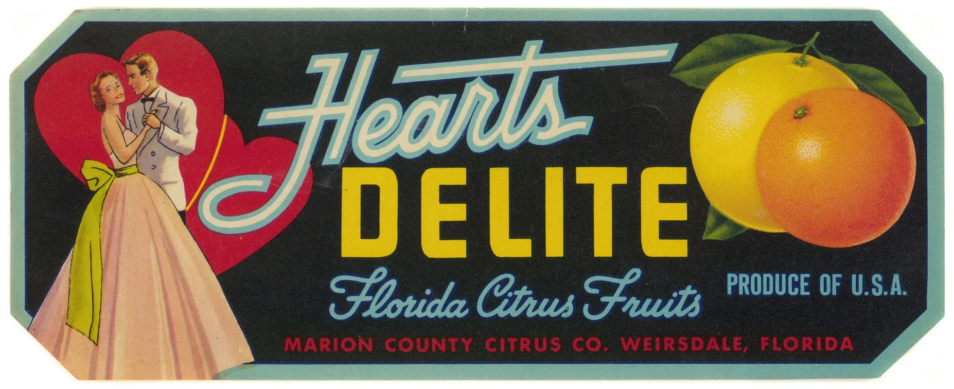 Hearts Delite Florida Citrus Fruit Label 2