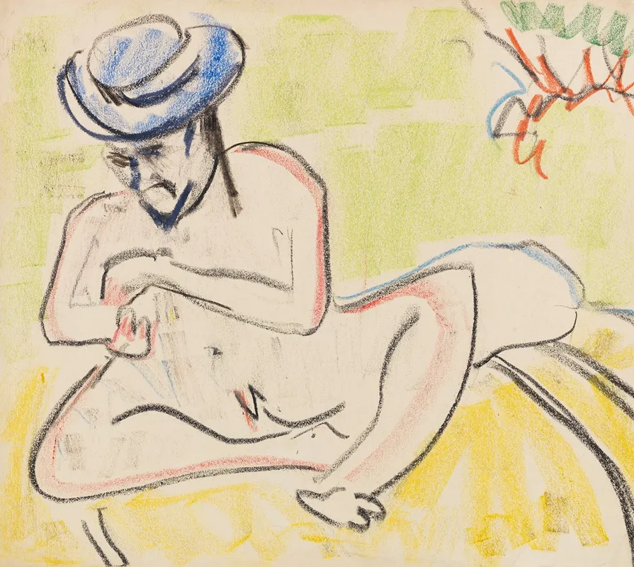 Heckel Mit Blauem Hut Wall Art by Ernst Ludwig Kirchner - High-Resolution Digital Print