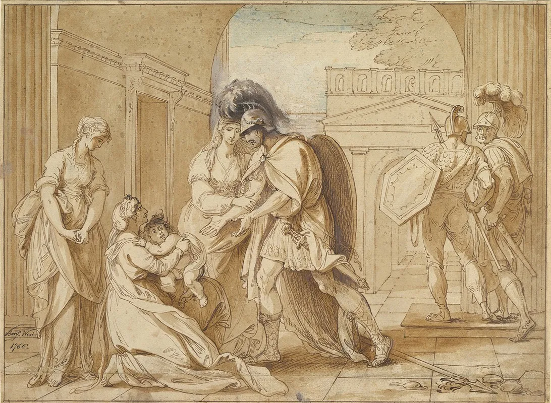 Hector Taking Leave Of Andromache The Fright Of Astyanax 2 Wall Art by Benjamin West - High-Resolution Digital Print