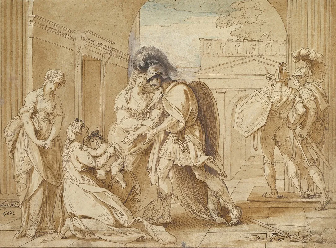 Hector Taking Leave Of Andromache The Fright Of Astyanax Wall Art by Benjamin West - High-Resolution Digital Print