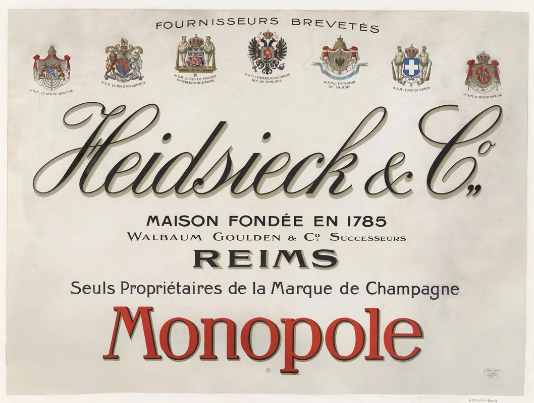 Heidsieck Co Maison Fondee En 1785 Wall Art by Imp. F. Champenois - High-Resolution Digital Print