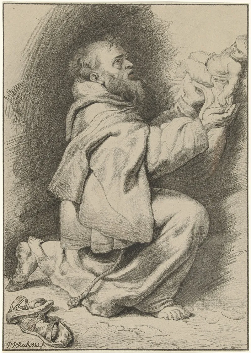 Heilige Franciscus Van Assisi Ontvangt Het Christuskind Van Maria