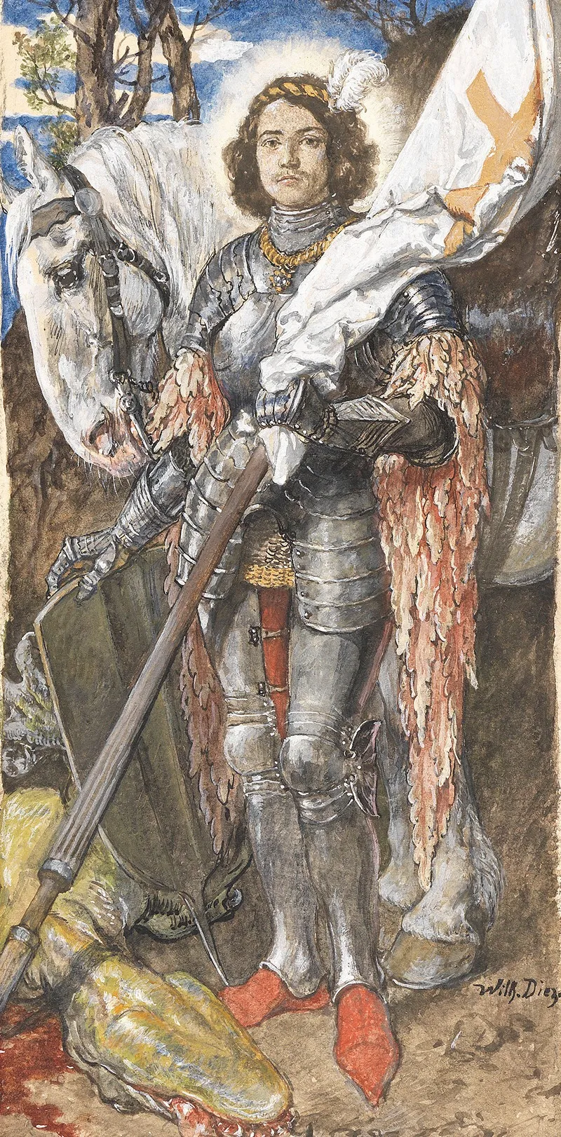 Heiliger Georg Mit Dem Erlegten Drachen Wall Art by Wilhelm von Diez - High-Resolution Digital Print