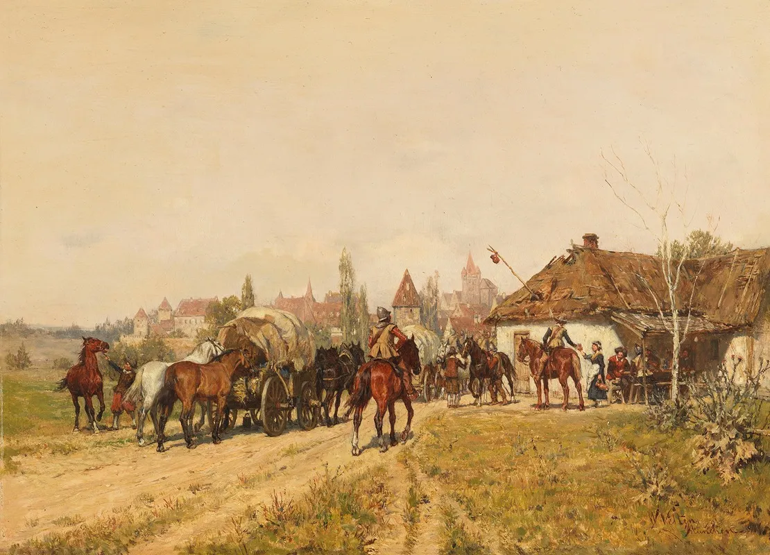 Heimkehrende Truppen Vor Den Toren Der Stadt
