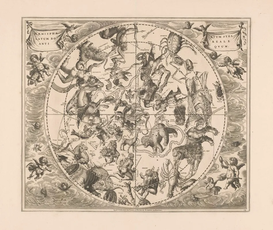 Hemelkaart Met De Noordelijke Sterrenbeelden Haemisphaerium Stellatum Boreale Antiquum Wall Art by Peter Schenk the Elder - High-Resolution Digital Print