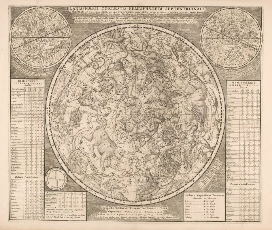 Hemelkaart Met De Noordelijke Sterrenbeelden Planisphaerii Coelestis Hemisphaerium Septentrionale Wall Art by Peter Schenk the Elder - High-Resolution Digital Print