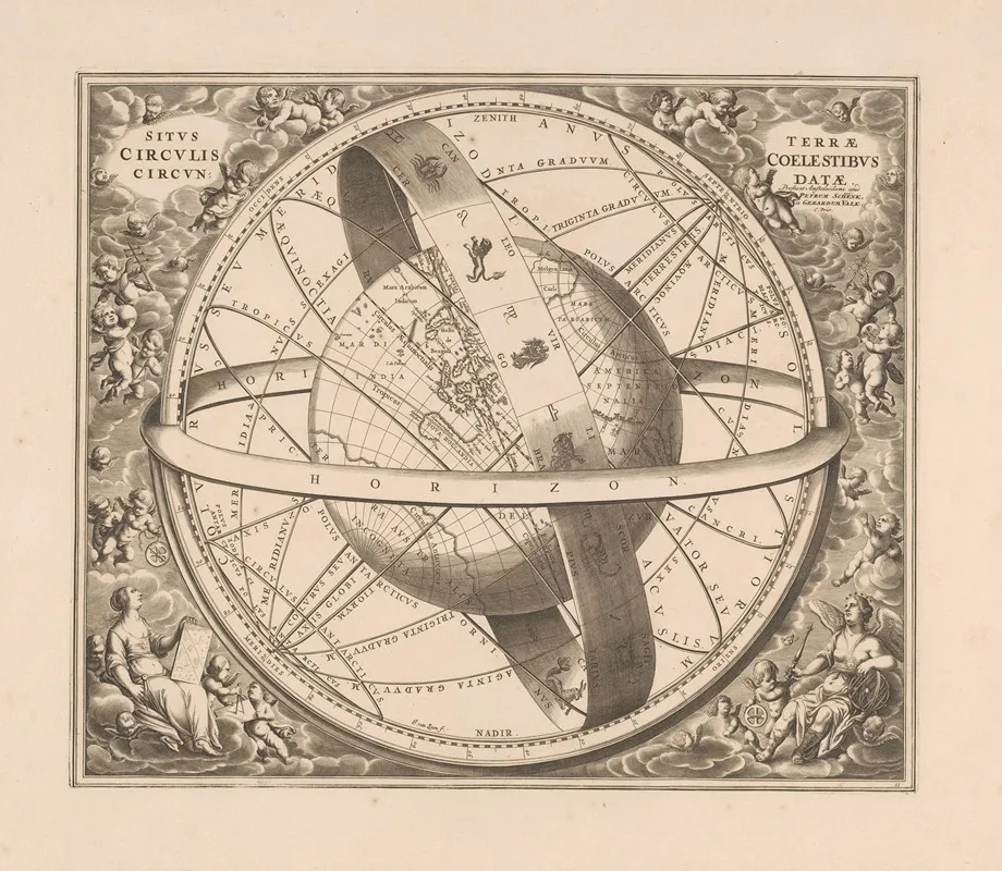 Hemelkaart Van De Aarde Volgens Het Stelsel Van Ptolemaeus Situs Terrae Circulis Coelestibus Circundatae Wall Art by Peter Schenk the Elder - High-Resolution Digital Print