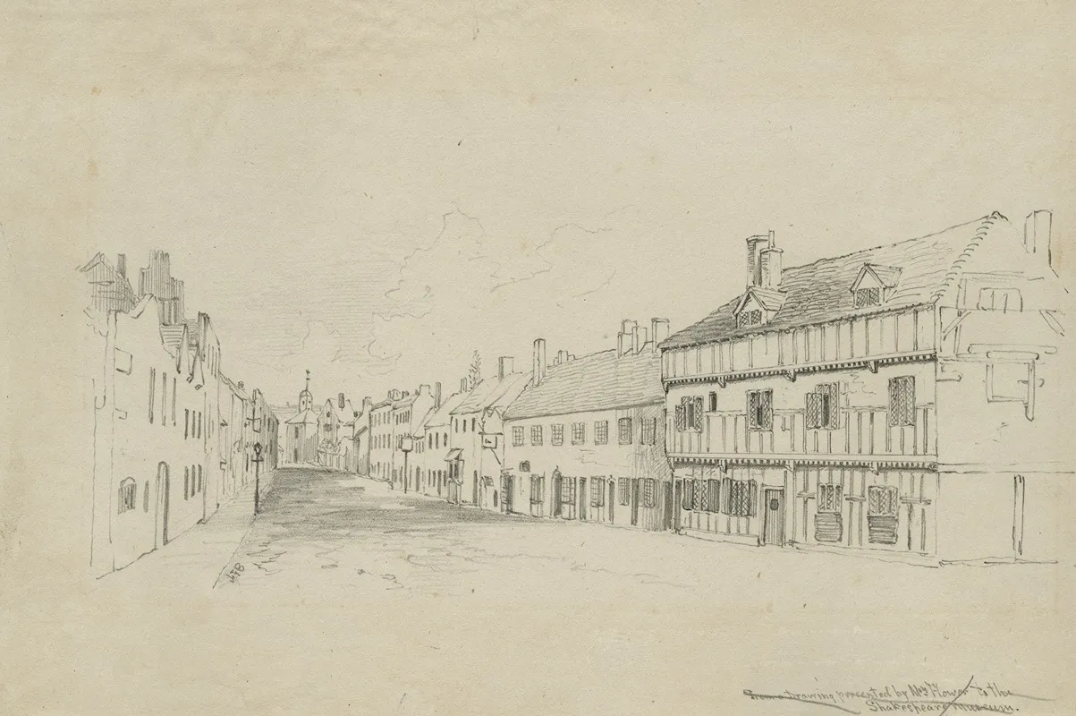 Henley Street And The Old Workhouse After Mrs E F Flower Wall Art by John Thomas Blight - High-Resolution Digital Print