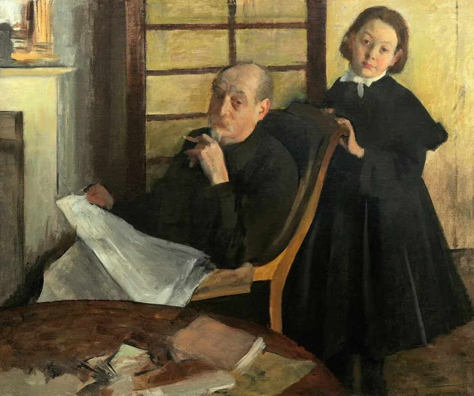 Henri Degas And His Niece Lucie Degas The Artists Uncle And Cousin Wall Art by Edgar Degas - High-Resolution Digital Print