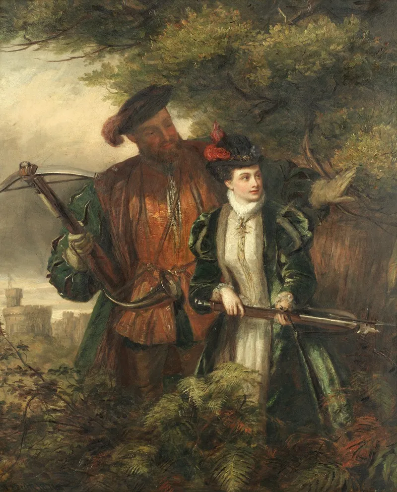Henry The Eighth And Anne Boleyn Deer Shooting In Windsor Forest Wall Art by William Powell Frith - High-Resolution Digital Print
